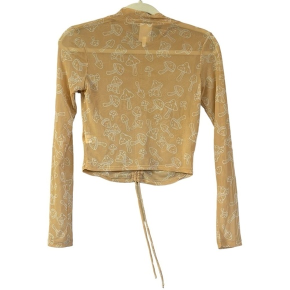 Self Esteem Peach Orange Mushroom Sheer Adjustable Long Sleeve Top Women’s S - Picture 4 of 11